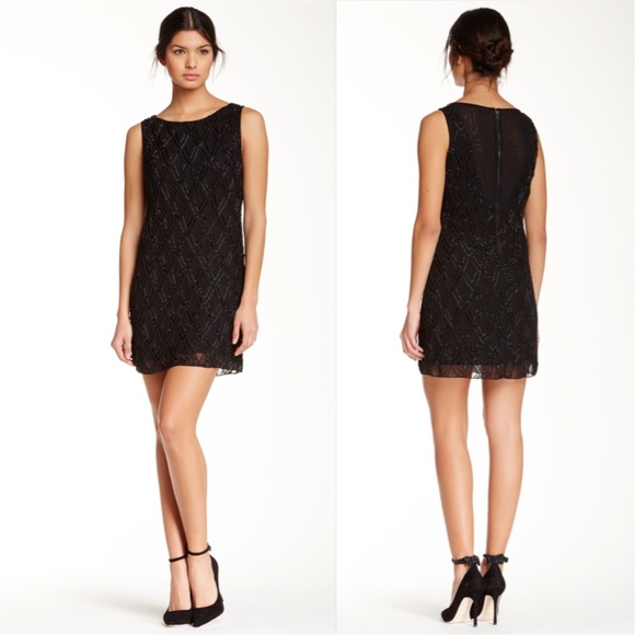 alice + olivia Augustine Beaded Silk Shift Dress